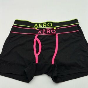 Aeropostale Boxer Brief Size Medium 2 Count Fly-Front Cotton Stretch Pink &Green